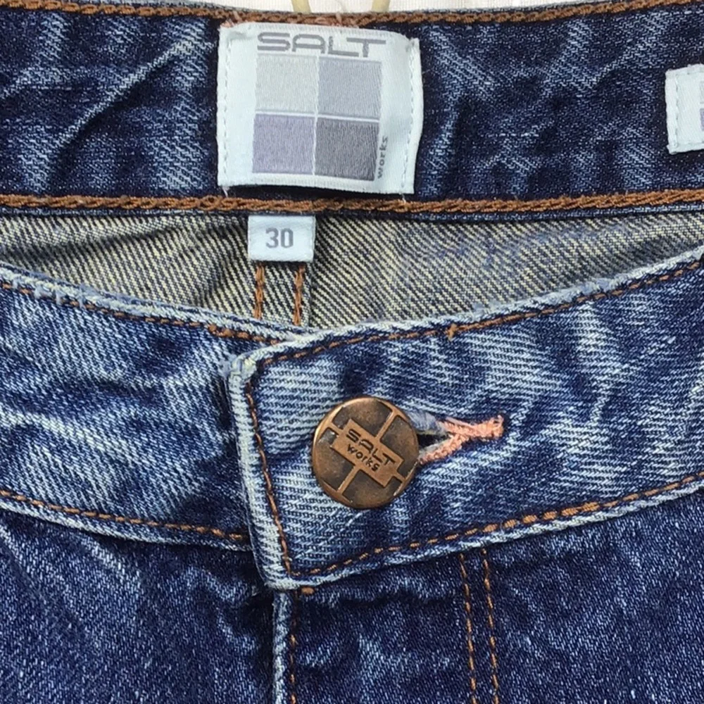 💠 SALT Works ‘Avenue A’ Blue Low Rise Flare Cotton Distressed Denim Sz.30 - Picture 2 of 9